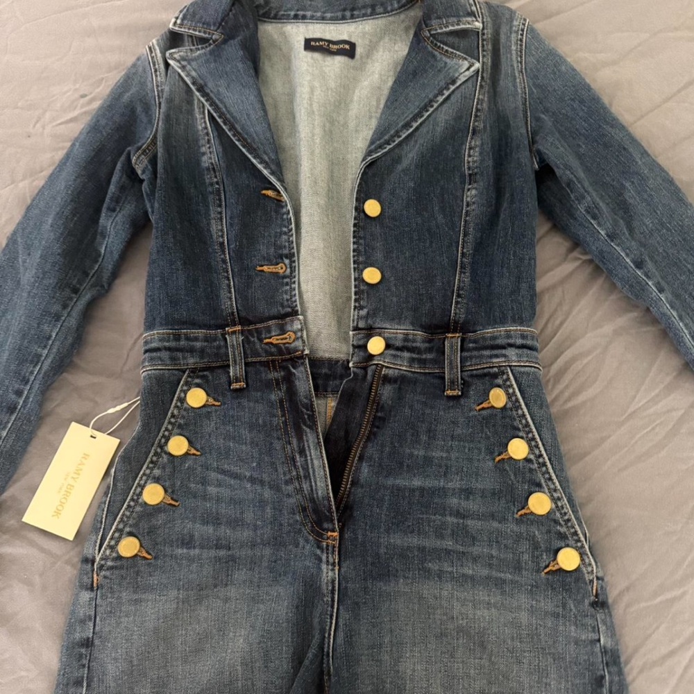 Ramy Brook Blue Denim Overalls with Classic Styling